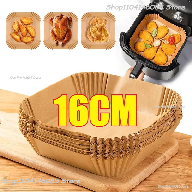 50Pcs Air Fryer Disposable Paper Non-Stick Airfryer Baking Papers Round Air-Fryer Paper Liners Paper Kitchen Accessories